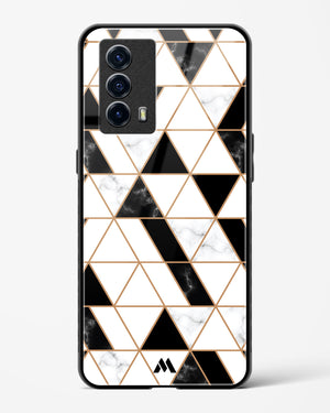 Black on White Patchwork Marble Glass Case Phone Cover-(Vivo)