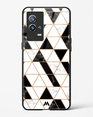 Black on White Patchwork Marble Glass Case Phone Cover-(Vivo)