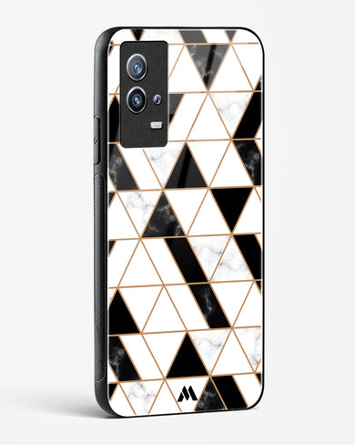 Black on White Patchwork Marble Glass Case Phone Cover-(Vivo)