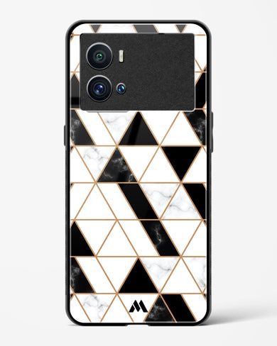 Black on White Patchwork Marble Glass Case Phone Cover-(Vivo)