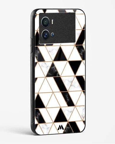 Black on White Patchwork Marble Glass Case Phone Cover-(Vivo)