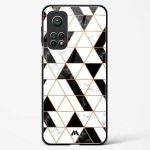 Black on White Patchwork Marble Glass Case Phone Cover-(Xiaomi)