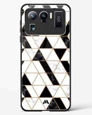 Black on White Patchwork Marble Glass Case Phone Cover-(Xiaomi)