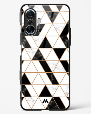 Black on White Patchwork Marble Glass Case Phone Cover (Xiaomi)