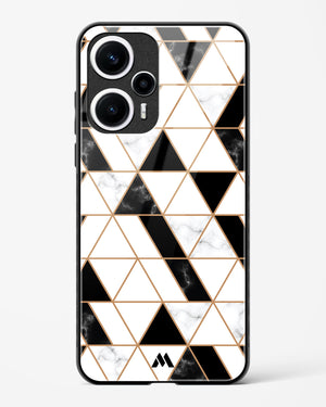 Black on White Patchwork Marble Glass Case Phone Cover-(Xiaomi)