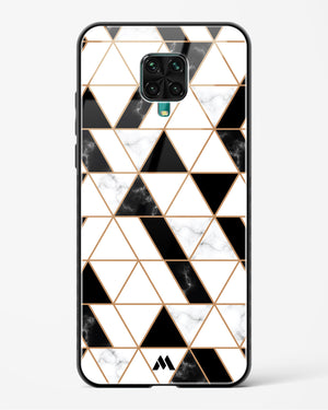 Black on White Patchwork Marble Glass Case Phone Cover-(Xiaomi)