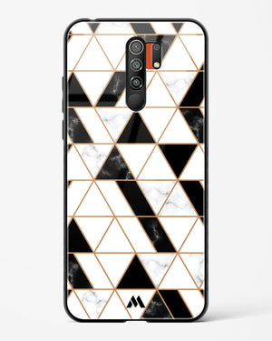 Black on White Patchwork Marble Glass Case Phone Cover-(Xiaomi)