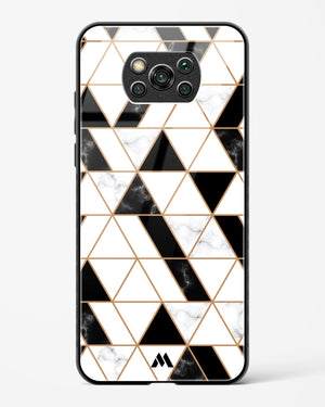 Black on White Patchwork Marble Glass Case Phone Cover-(Xiaomi)