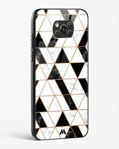 Black on White Patchwork Marble Glass Case Phone Cover-(Xiaomi)