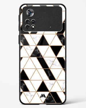 Black on White Patchwork Marble Glass Case Phone Cover (Xiaomi)