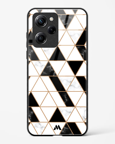 Black on White Patchwork Marble Glass Case Phone Cover-(Xiaomi)