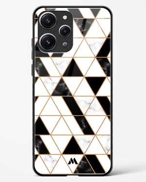 Black on White Patchwork Marble Glass Case Phone Cover (Xiaomi)