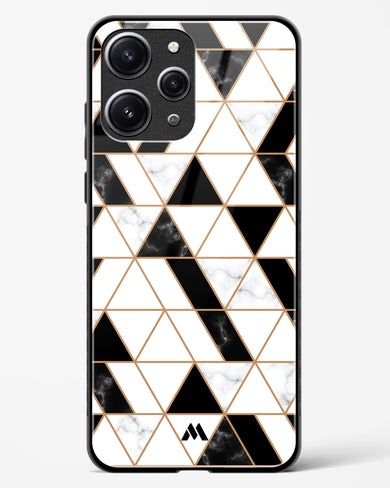 Black on White Patchwork Marble Glass Case Phone Cover (Xiaomi)