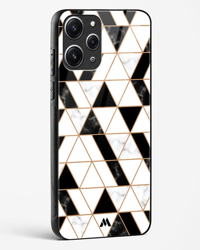 Black on White Patchwork Marble Glass Case Phone Cover (Xiaomi)