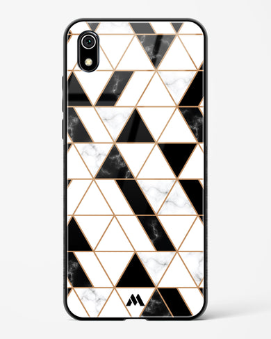 Black on White Patchwork Marble Glass Case Phone Cover (Xiaomi)