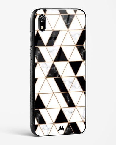 Black on White Patchwork Marble Glass Case Phone Cover (Xiaomi)