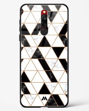 Black on White Patchwork Marble Glass Case Phone Cover-(Xiaomi)