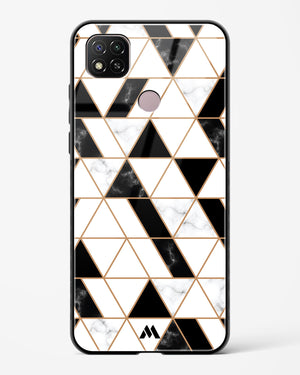 Black on White Patchwork Marble Glass Case Phone Cover-(Xiaomi)