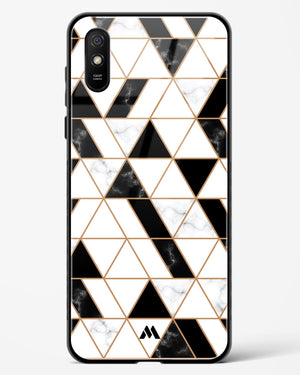 Black on White Patchwork Marble Glass Case Phone Cover (Xiaomi)