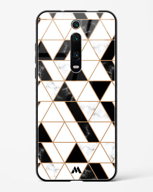 Black on White Patchwork Marble Glass Case Phone Cover-(Xiaomi)