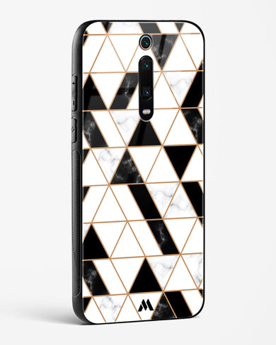 Black on White Patchwork Marble Glass Case Phone Cover (Xiaomi)