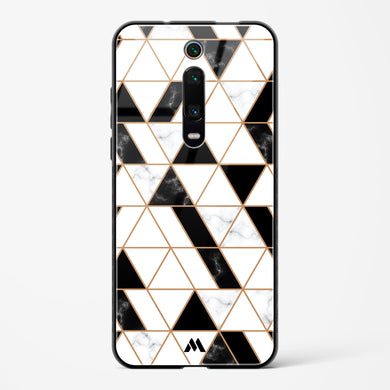 Black on White Patchwork Marble Glass Case Phone Cover-(Xiaomi)