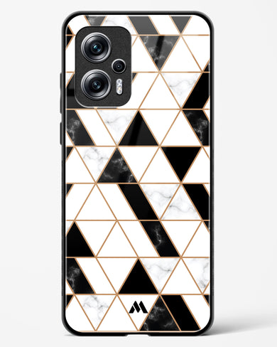 Black on White Patchwork Marble Glass Case Phone Cover (Xiaomi)