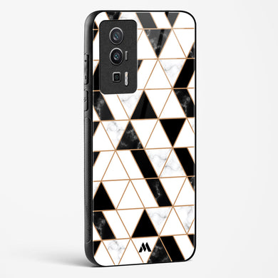 Black on White Patchwork Marble Glass Case Phone Cover-(Xiaomi)