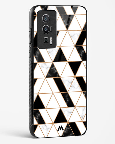 Black on White Patchwork Marble Glass Case Phone Cover-(Xiaomi)