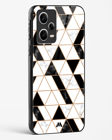 Black on White Patchwork Marble Glass Case Phone Cover-(Xiaomi)