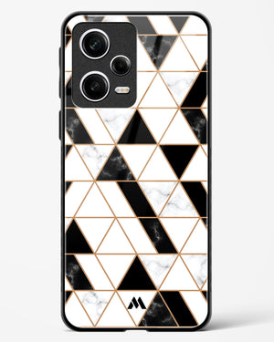 Black on White Patchwork Marble Glass Case Phone Cover-(Xiaomi)