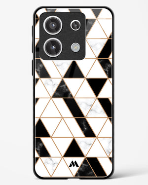 Black on White Patchwork Marble Glass Case Phone Cover-(Xiaomi)