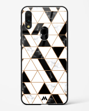 Black on White Patchwork Marble Glass Case Phone Cover-(Xiaomi)