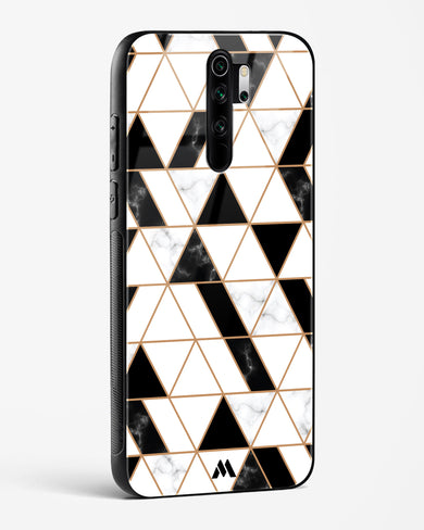 Black on White Patchwork Marble Glass Case Phone Cover (Xiaomi)