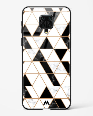 Black on White Patchwork Marble Glass Case Phone Cover-(Xiaomi)