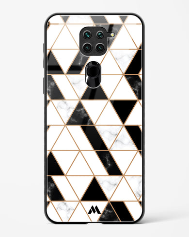 Black on White Patchwork Marble Glass Case Phone Cover-(Xiaomi)