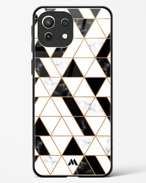 Black on White Patchwork Marble Glass Case Phone Cover-(Xiaomi)