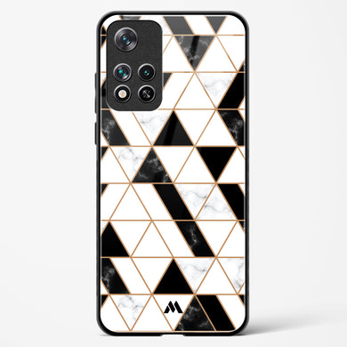 Black on White Patchwork Marble Glass Case Phone Cover-(Xiaomi)