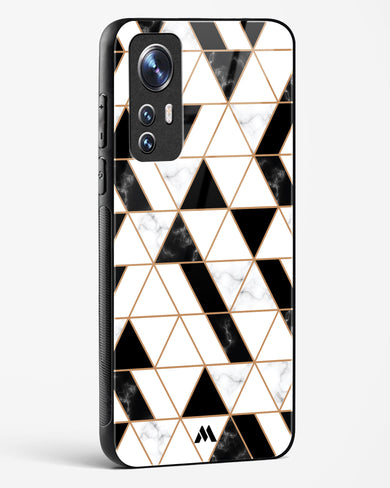Black on White Patchwork Marble Glass Case Phone Cover (Xiaomi)