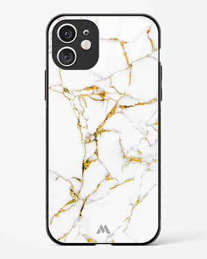 Calacatta White Marble Glass Case Phone Cover-(Apple)