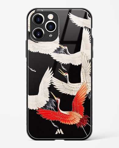 Furisode With A Myriad Of Flying Cranes Glass Case Phone Cover (Apple)