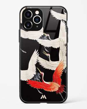 Furisode With A Myriad Of Flying Cranes Glass Case Phone Cover (Apple)