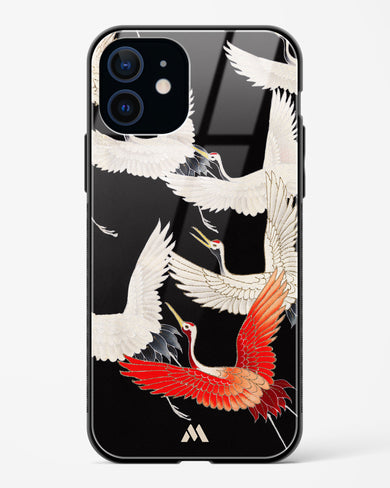 Furisode With A Myriad Of Flying Cranes Glass Case Phone Cover (Apple)