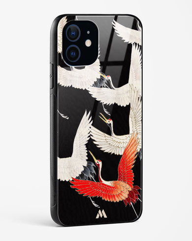 Furisode With A Myriad Of Flying Cranes Glass Case Phone Cover (Apple)