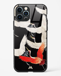Furisode With A Myriad Of Flying Cranes Glass Case Phone Cover (Apple)
