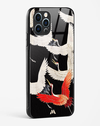 Furisode With A Myriad Of Flying Cranes Glass Case Phone Cover (Apple)