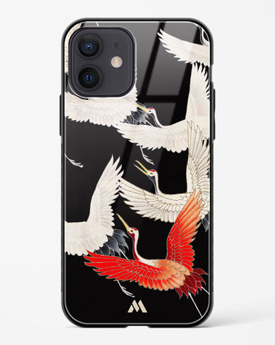 Furisode With A Myriad Of Flying Cranes Glass Case Phone Cover (Apple)