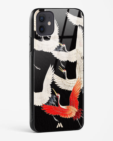 Furisode With A Myriad Of Flying Cranes Glass Case Phone Cover (Apple)