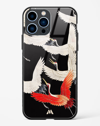 Furisode With A Myriad Of Flying Cranes Glass Case Phone Cover (Apple)