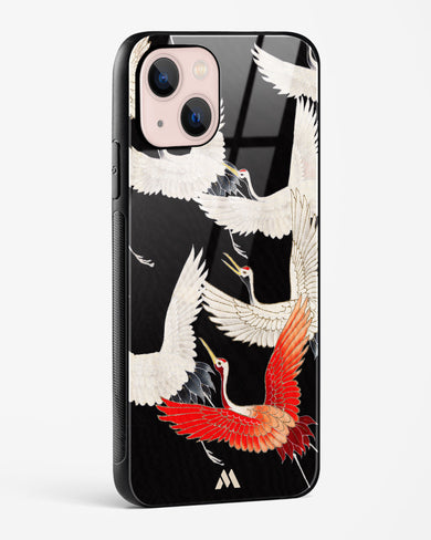 Furisode With A Myriad Of Flying Cranes Glass Case Phone Cover (Apple)